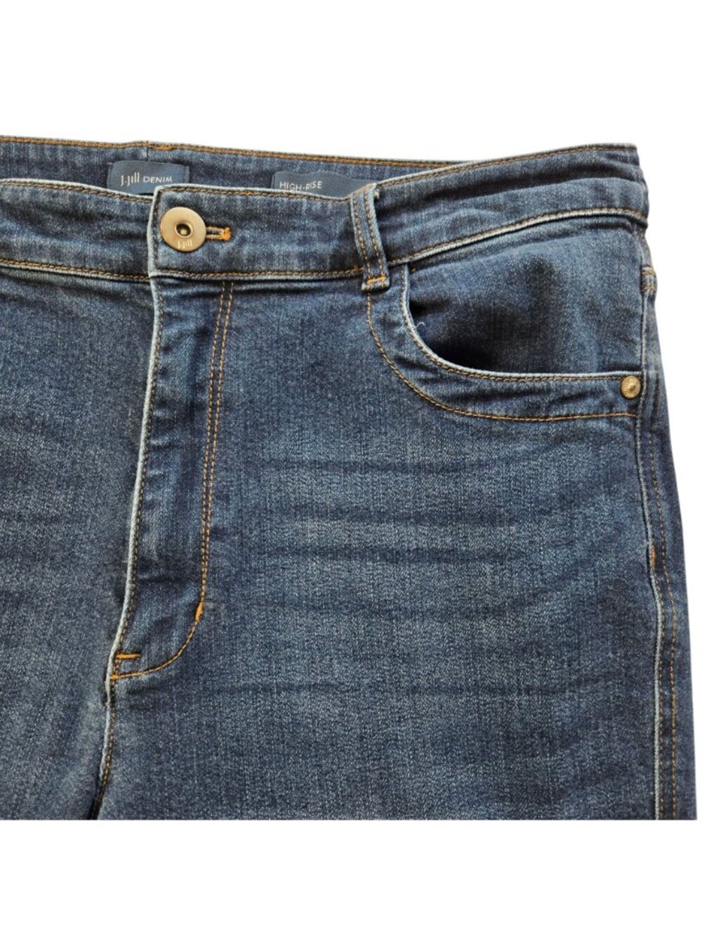 J.Jill Denim High-Rise Boot Cut Jeans Dark Wash Size 14R Cotton Blend Stretch - Picture 8 of 14